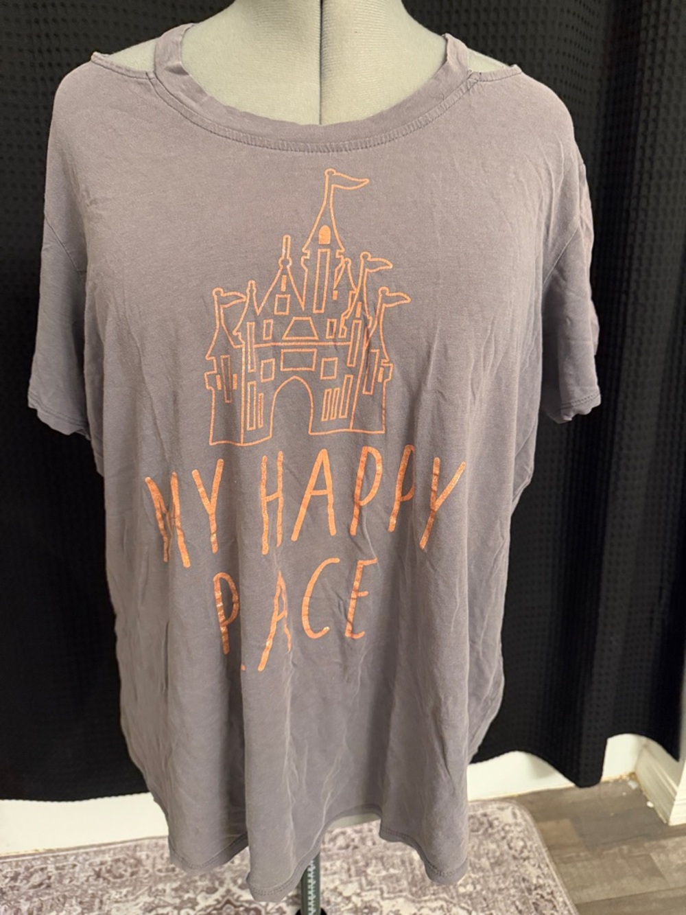 Disney Women's Short Sleeve Tee in Lavender with Peach Graphic